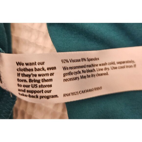 Eileen Fisher Woman SZ XS V Neck Tunic Tee Bell Sleeve Teal Green Comfort Stretc - Picture 5 of 5